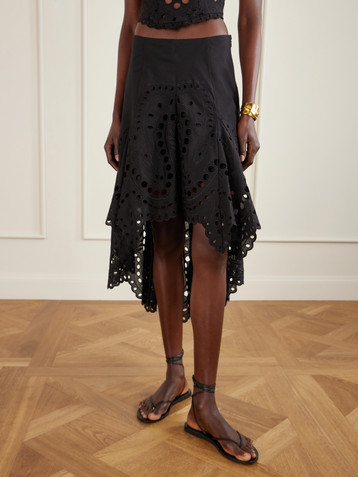 Charo Ruiz Finn broderie anglaise cotton-blend midi skirt