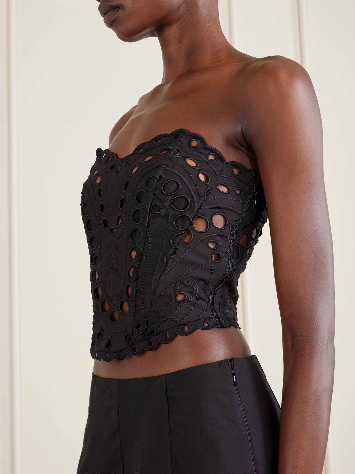 Kai Cropped Broderie Anglaise Cotton-Blend Top