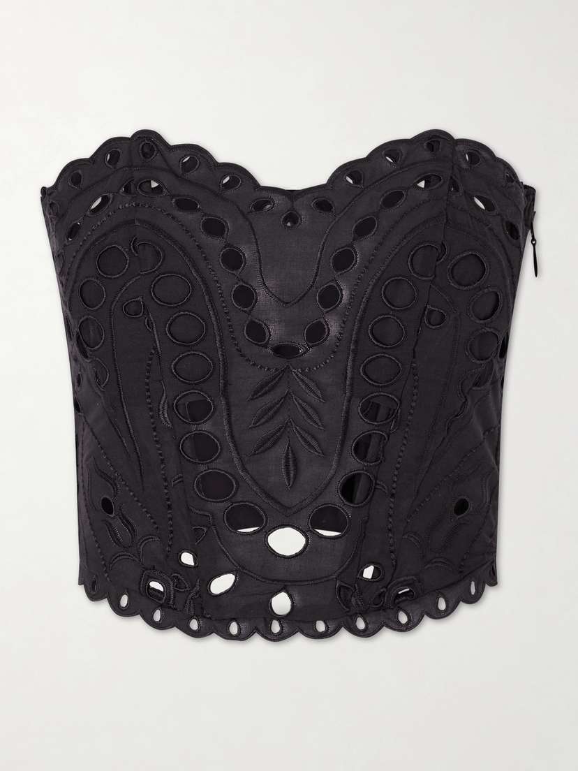 Charo Ruiz Kai Cropped Broderie Anglaise Cotton-blend Top