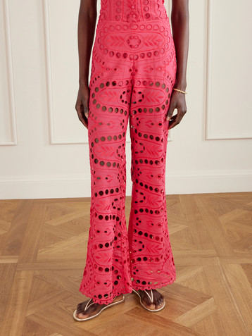 Charo Ruiz Stern broderie anglaise cotton-blend flared pants