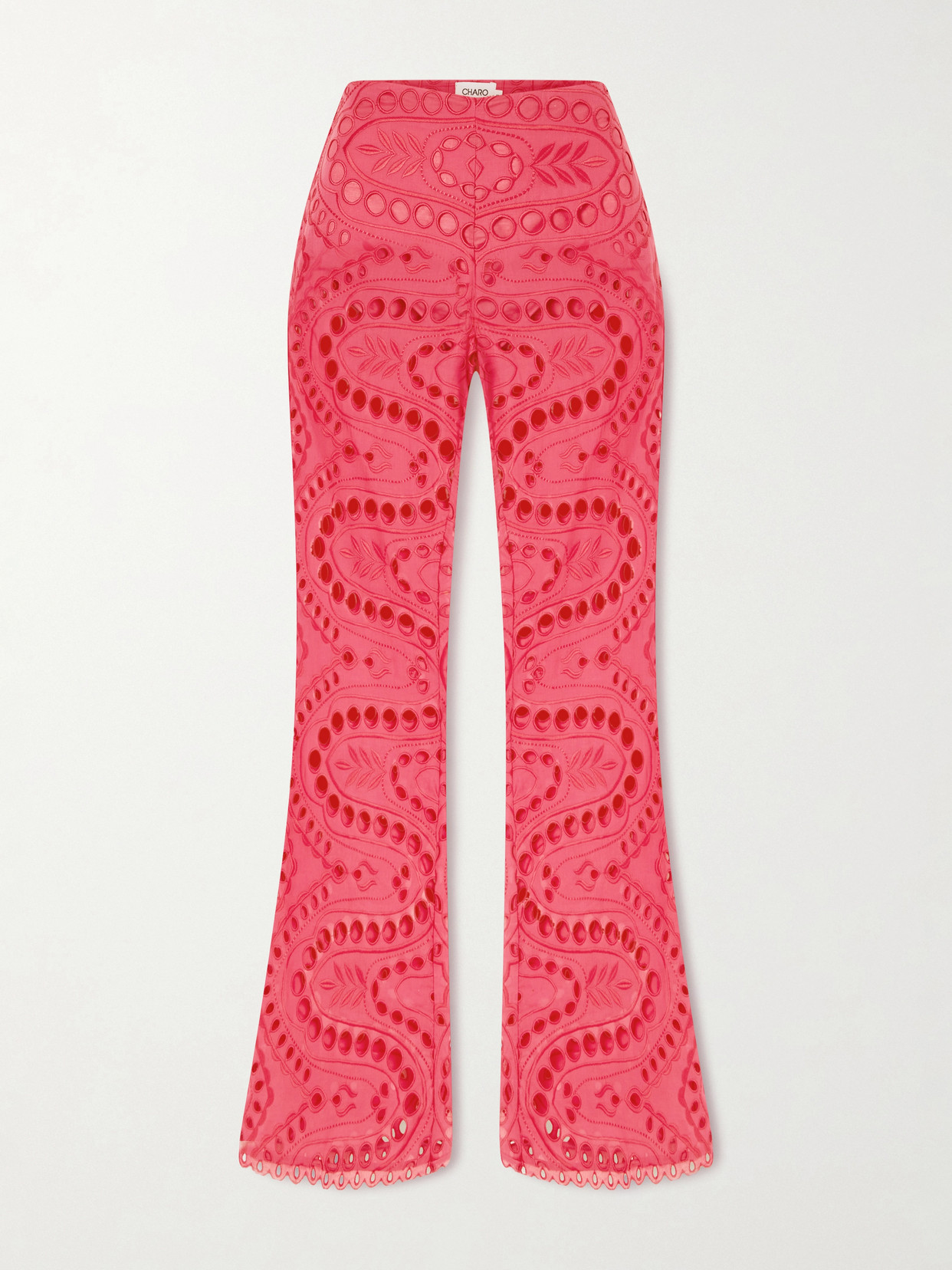 Charo Ruiz Stern Broderie Anglaise Cotton-blend Flared Pants In Multi