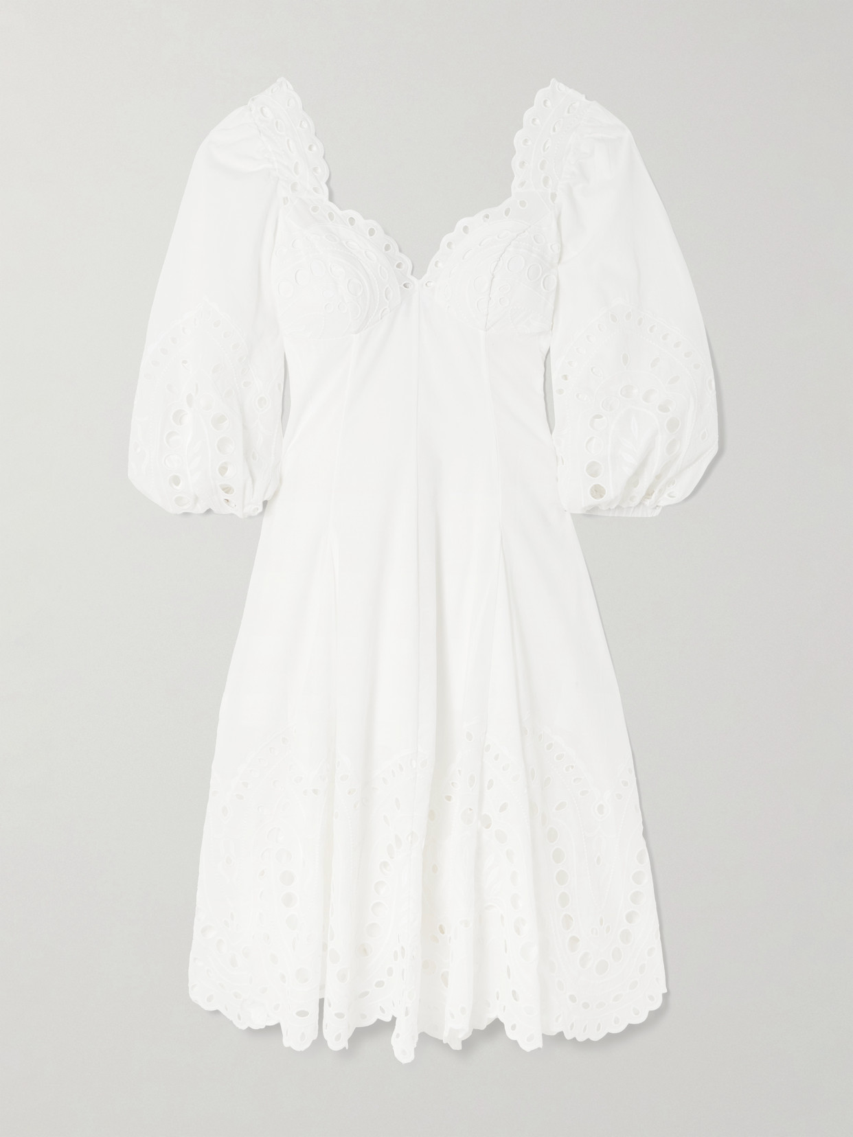 Charo Ruiz Corbin Paneled Scalloped Broderie Anglaise Cotton-blend Midi Dress In White
