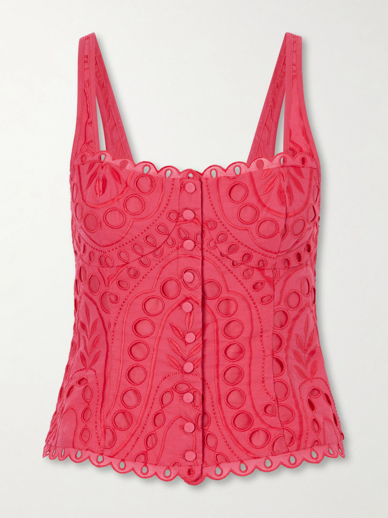 Charo Ruiz Nereus Cropped Broderie Anglaise Cotton-blend Top In Pink