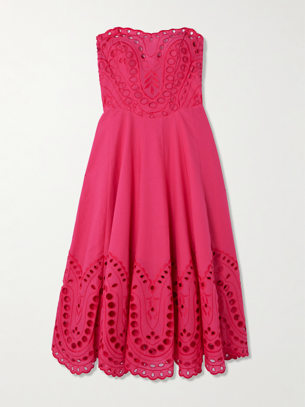 Charo Ruiz Marlin Broderie Anglaise Cotton-blend Midi Dress In Pink