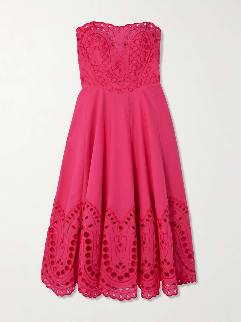 Charo Ruiz Marlin Broderie Anglaise Cotton-blend Midi Dress