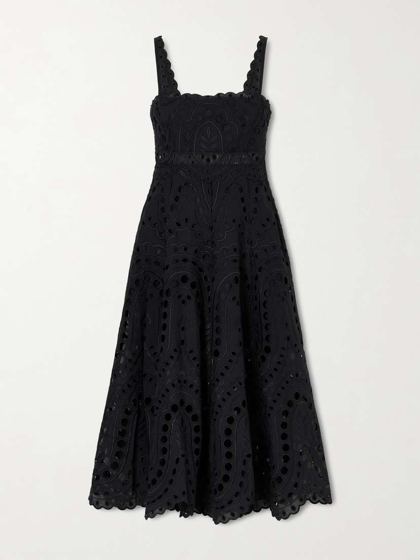 Charo Ruiz Glimmer Scalloped Broderie Anglaise Cotton-blend Midi Dress