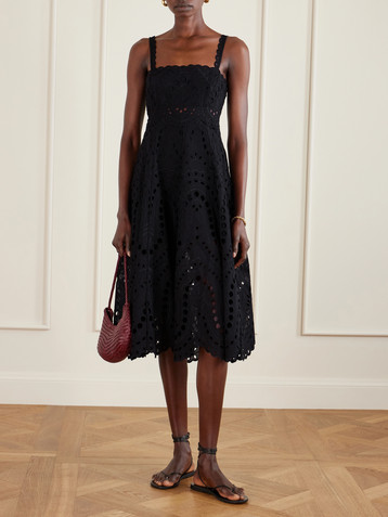Charo Ruiz Glimmer scalloped broderie anglaise cotton-blend midi dress