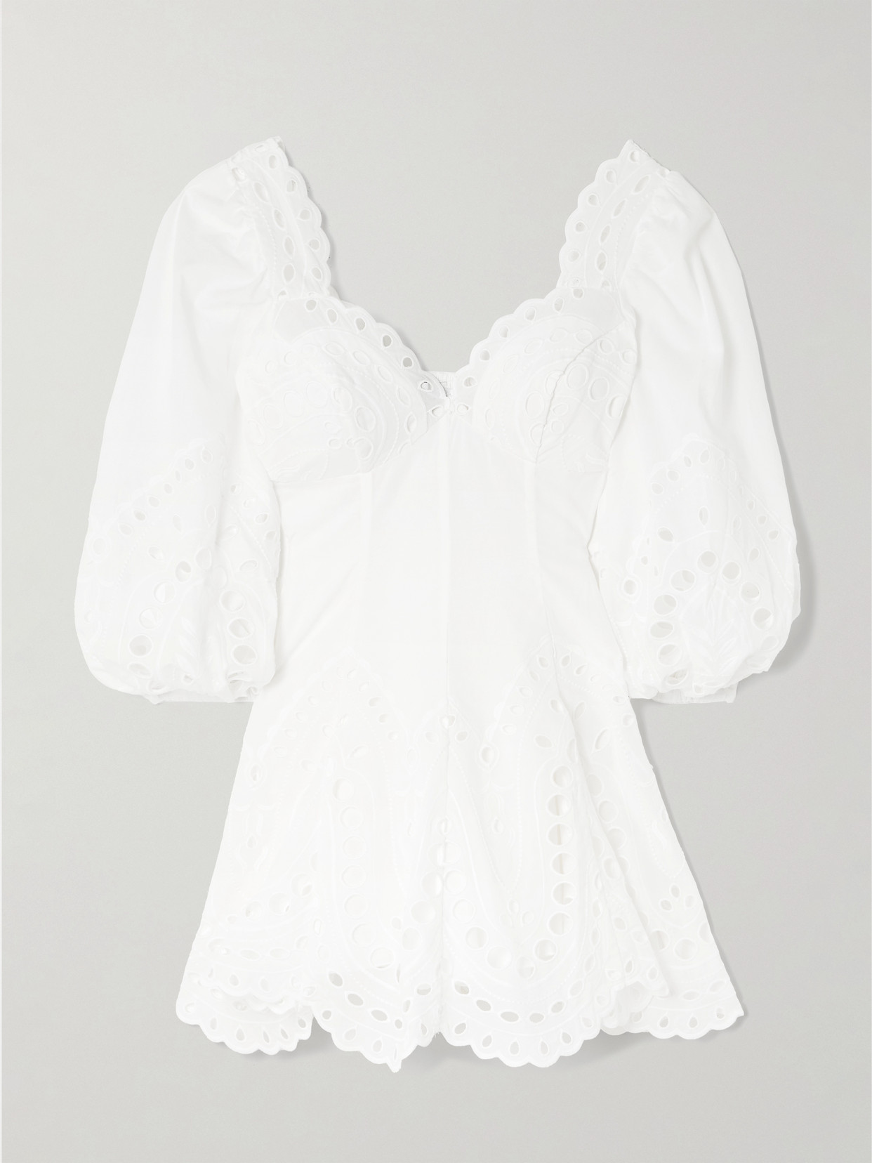 Charo Ruiz Esmare Scalloped Broderie Anglaise Cotton-blend Mini Dress In White