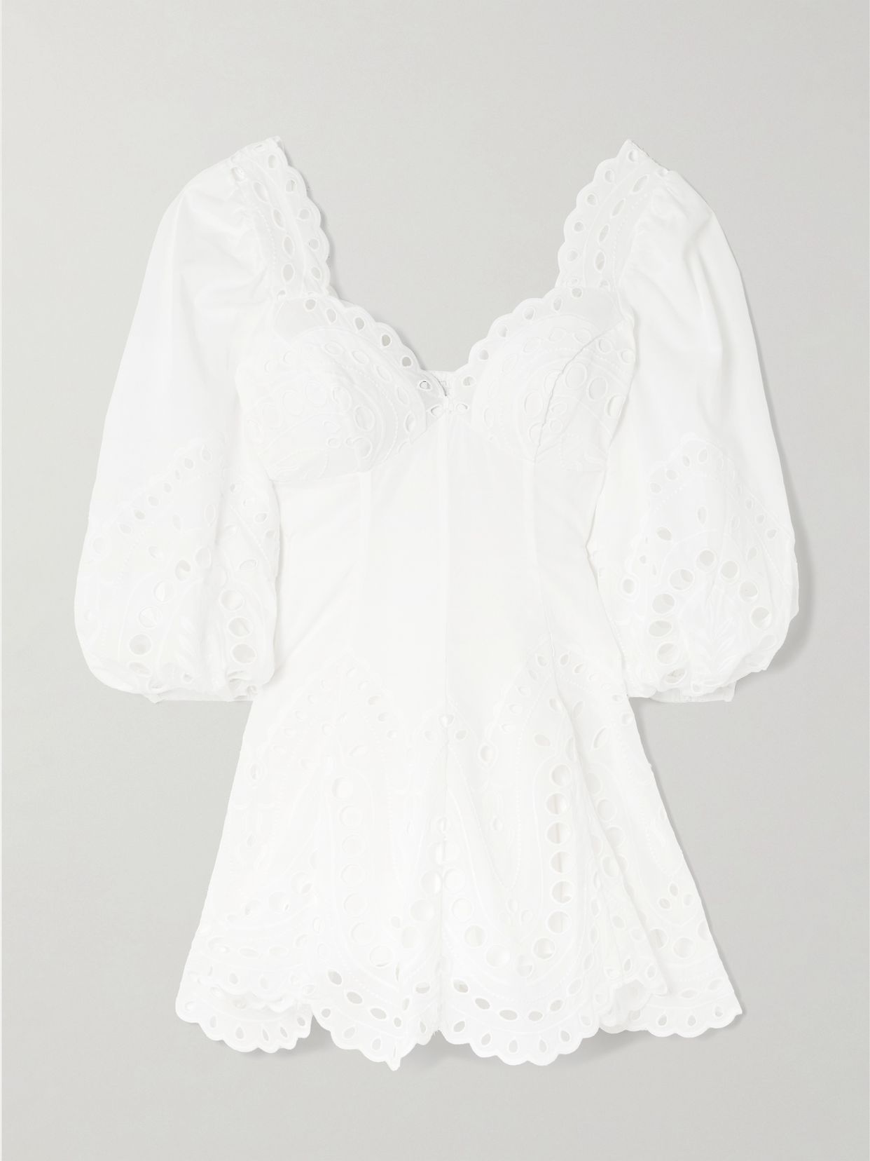 Esmare scalloped broderie anglaise cotton-blend mini dress
