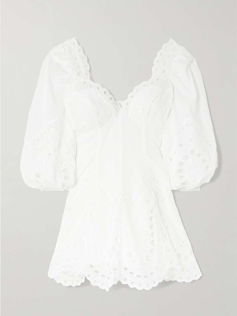 Charo Ruiz Esmare Scalloped Broderie Anglaise Cotton-blend Mini Dress