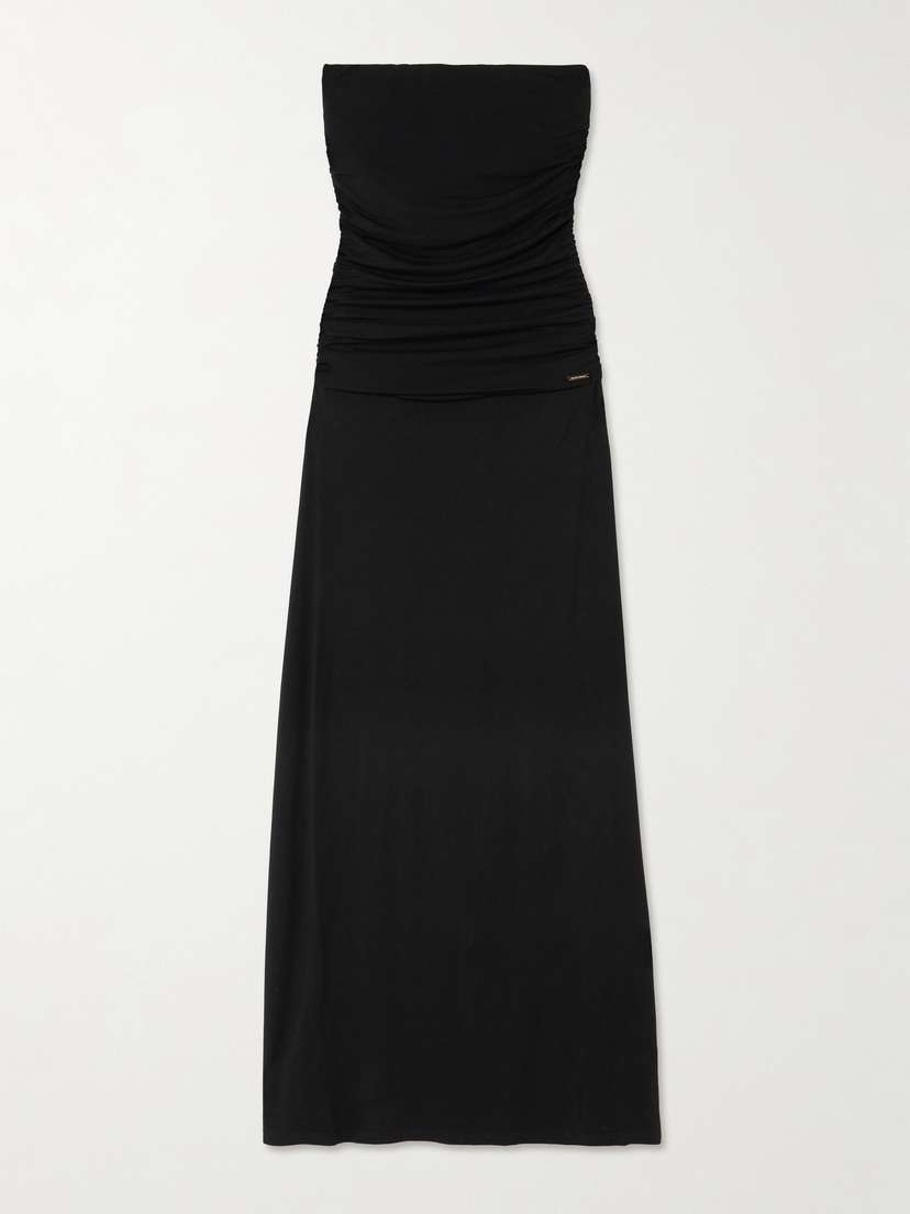 Melissa Odabash Rae Strapless Ruched Stretch-jersey Maxi Dress