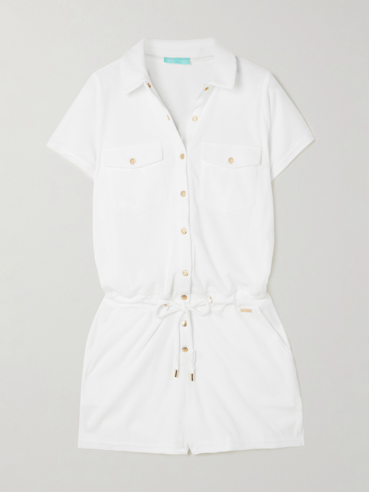 Melissa Odabash Cheryl Embellished Cotton-blend Terry Playsuit In White