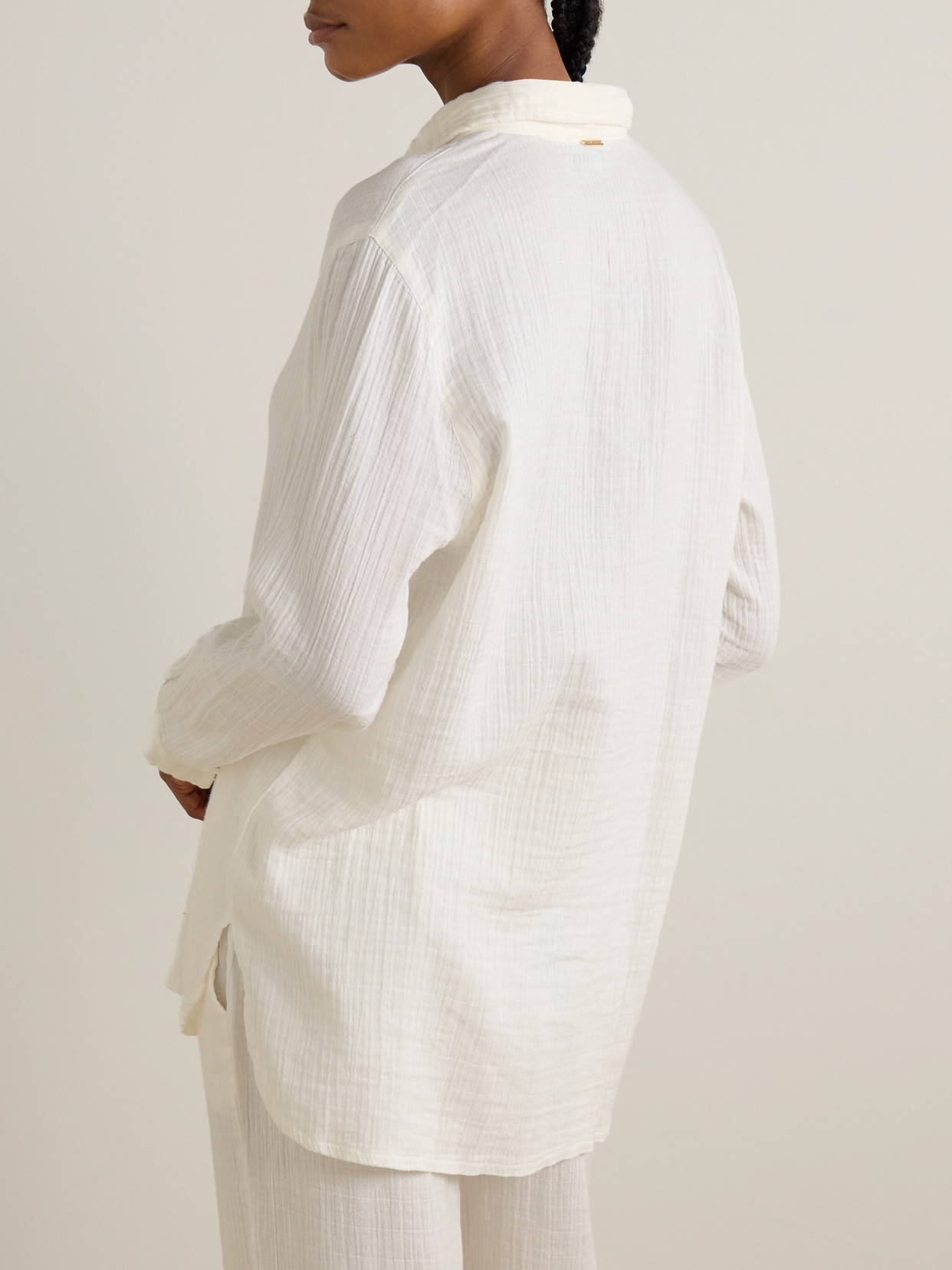 Melissa Odabash Leona Crinkled-cotton Shirt In White