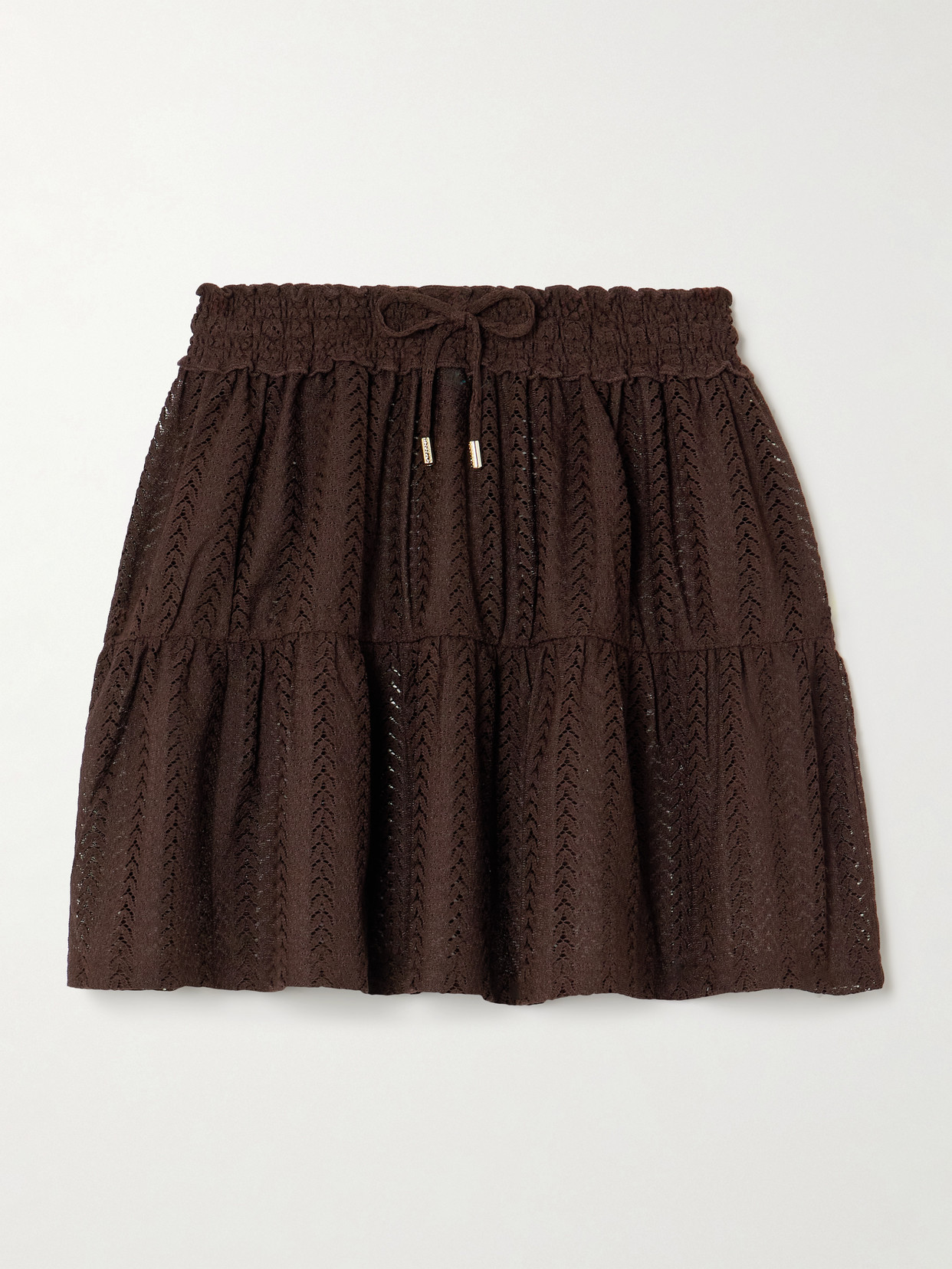 Melissa Odabash Dune Open-knit Mini Skirt In Brown