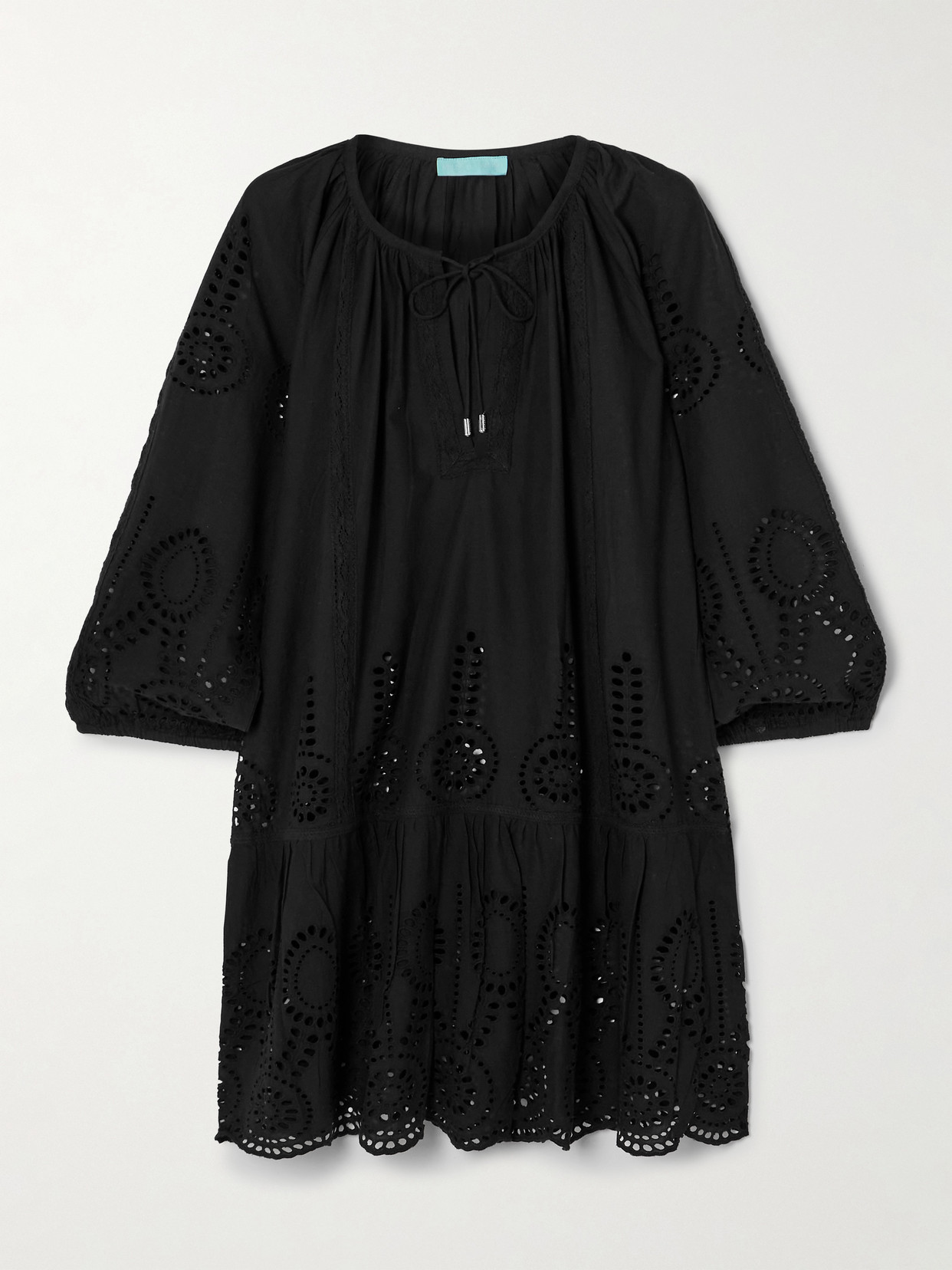 Melissa Odabash Ashley Tiered Broderie Anglaise Cotton Kaftan In Black