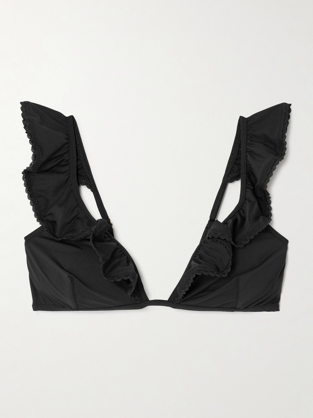 Melissa Odabash Pompano Ruffled Scalloped Bikini Top In Black