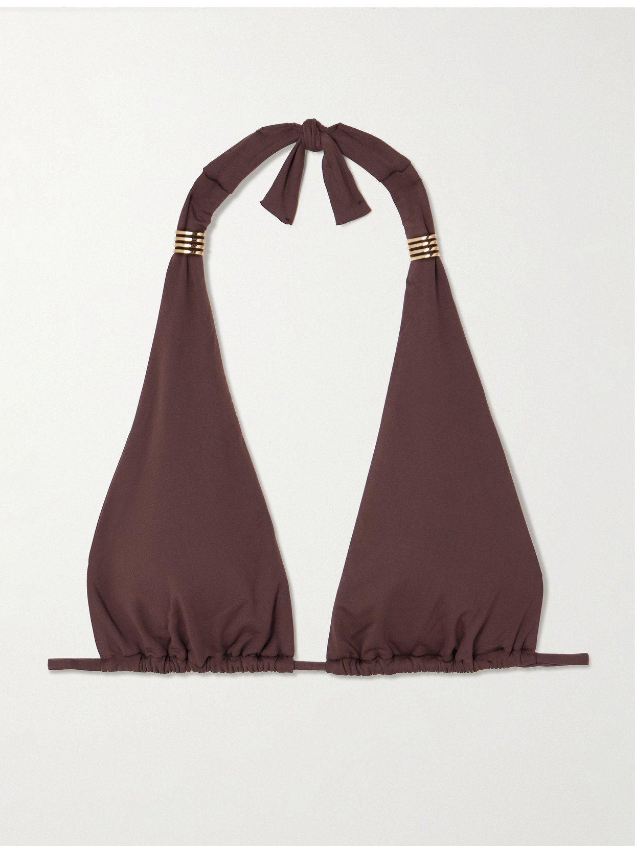 Melissa Odabash Grenada Embellished Halterneck Triangle Bikini Top In Brown