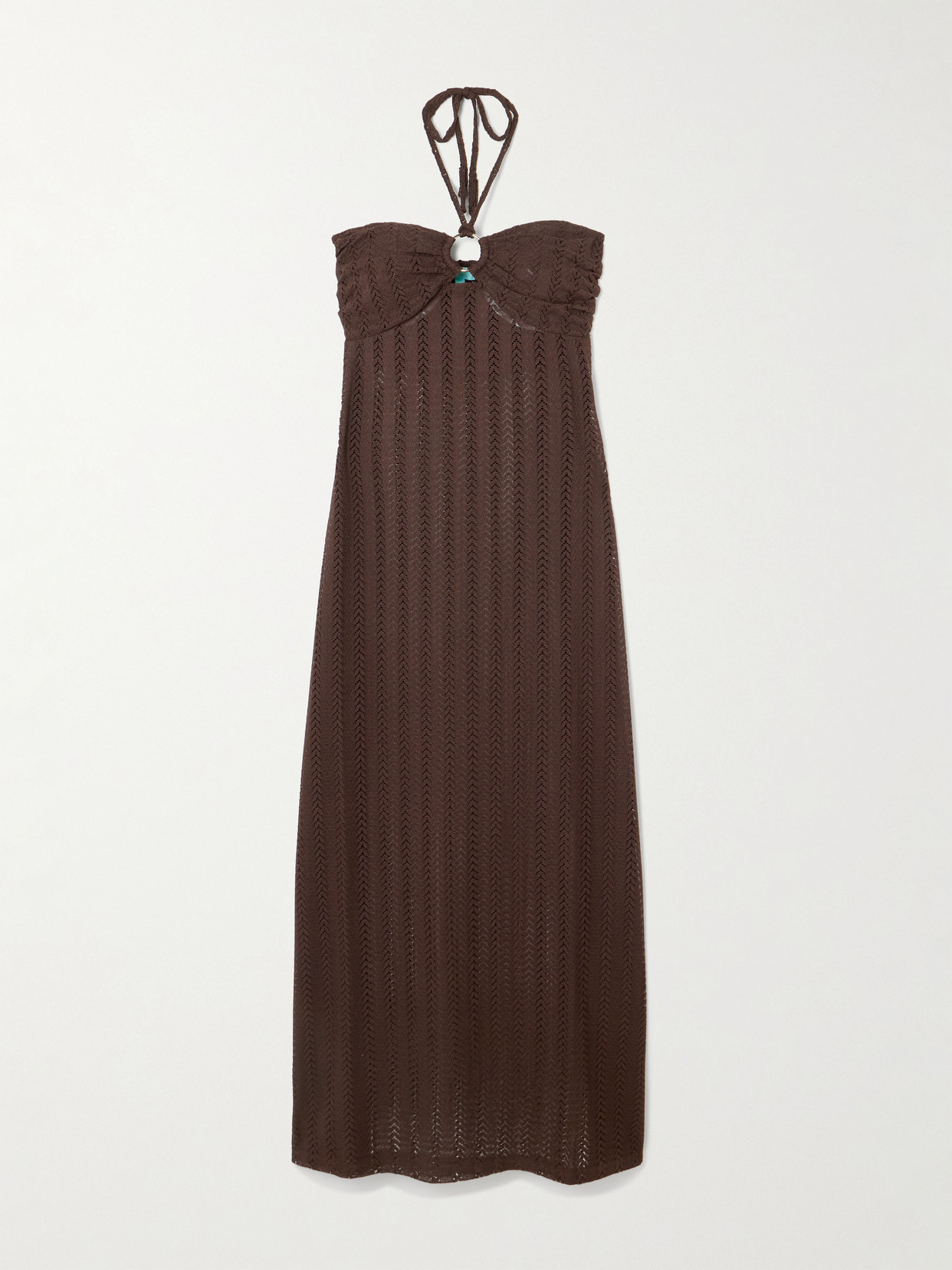 Melissa Odabash Harriet Embellished Crocheted Halterneck Maxi Dress In Brown