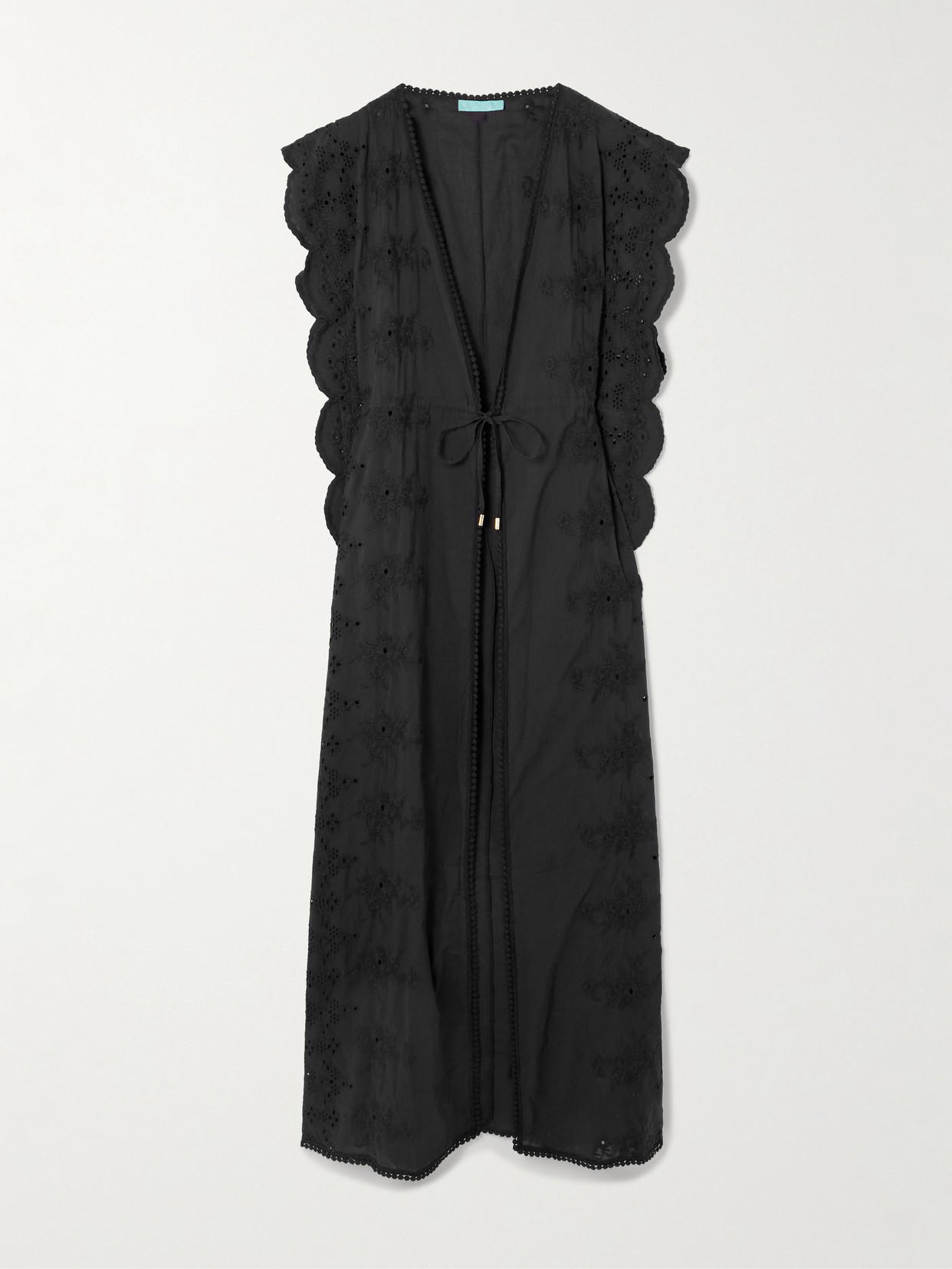 Melissa Odabash Talitha Broderie Anglaise Cotton Kaftan In Black