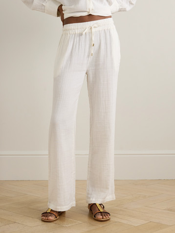 Melissa Odabash Krissy crinkled-cotton straight-leg pants