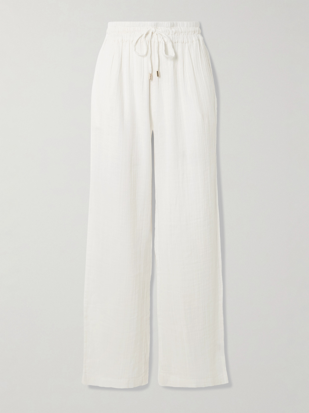 Melissa Odabash Krissy Crinkled-cotton Straight-leg Pants In White