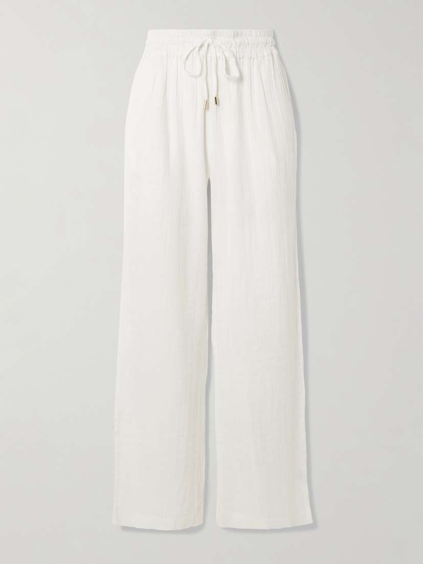 Melissa Odabash Krissy Crinkled-cotton Straight-leg Pants