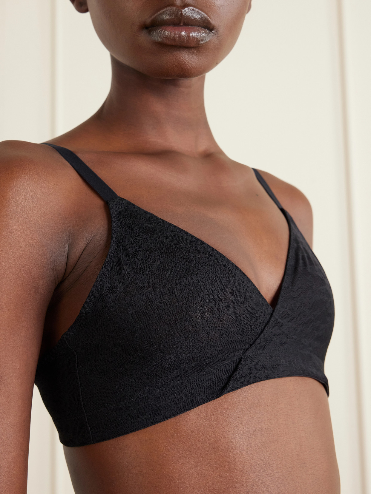 Spanx Stretch Lace Triangle Bralette In Black