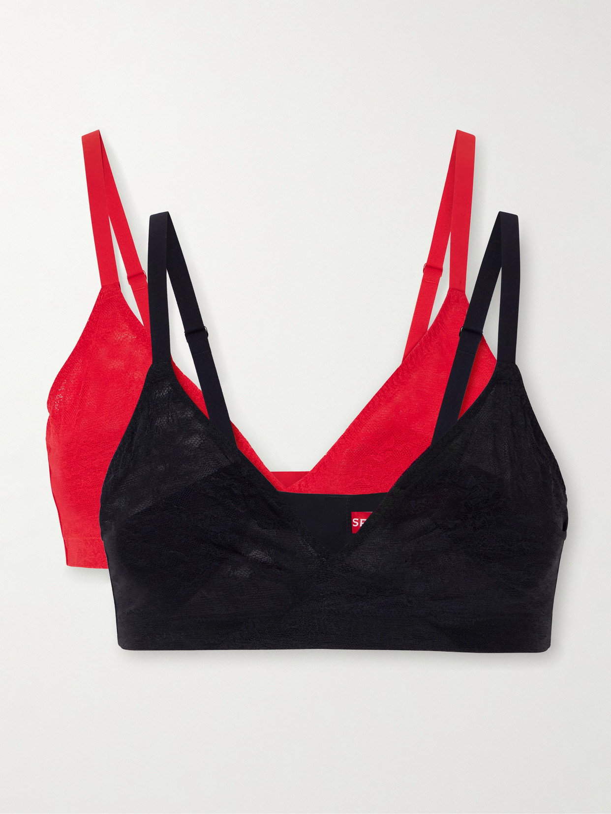 Spanx Stretch Lace Triangle Bralette In Black