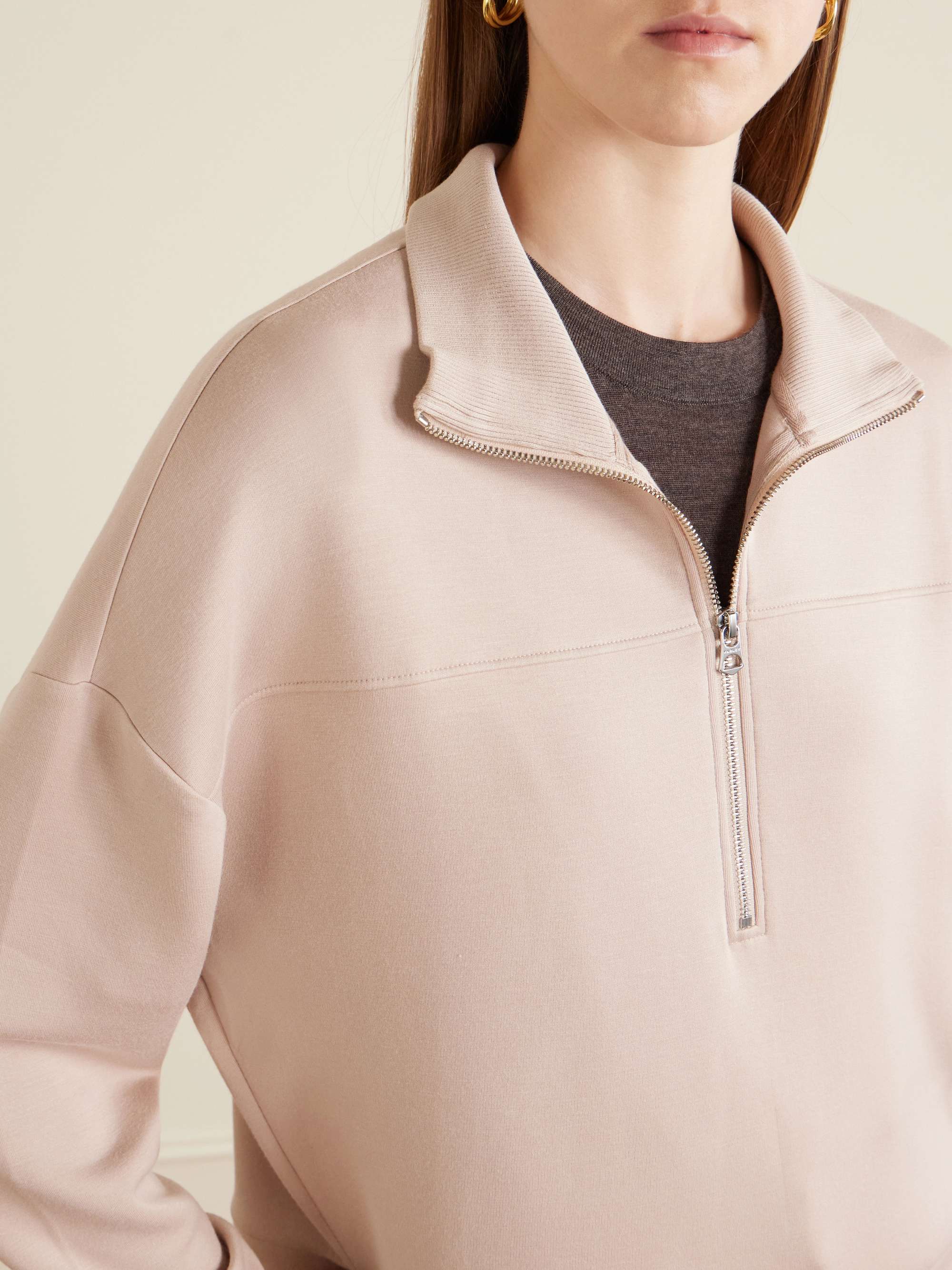 VARLEY Kayleigh paneled jersey half-zip sweater | NET-A-PORTER