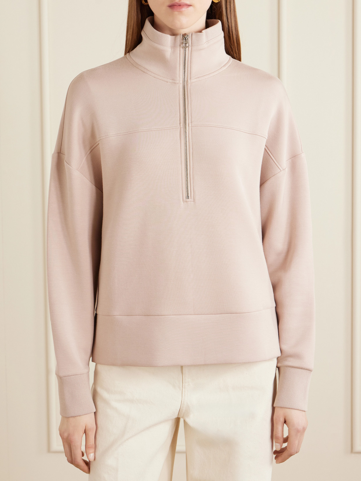 Kayleigh Paneled Jersey Half-Zip Sweater