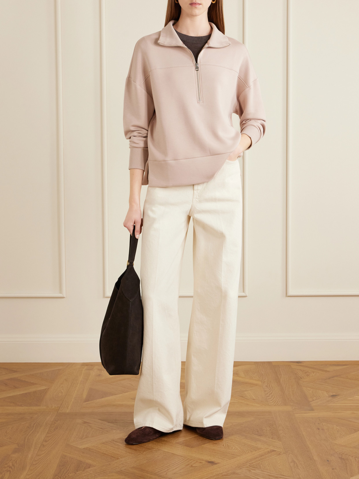 Kayleigh Paneled Jersey Half-Zip Sweater