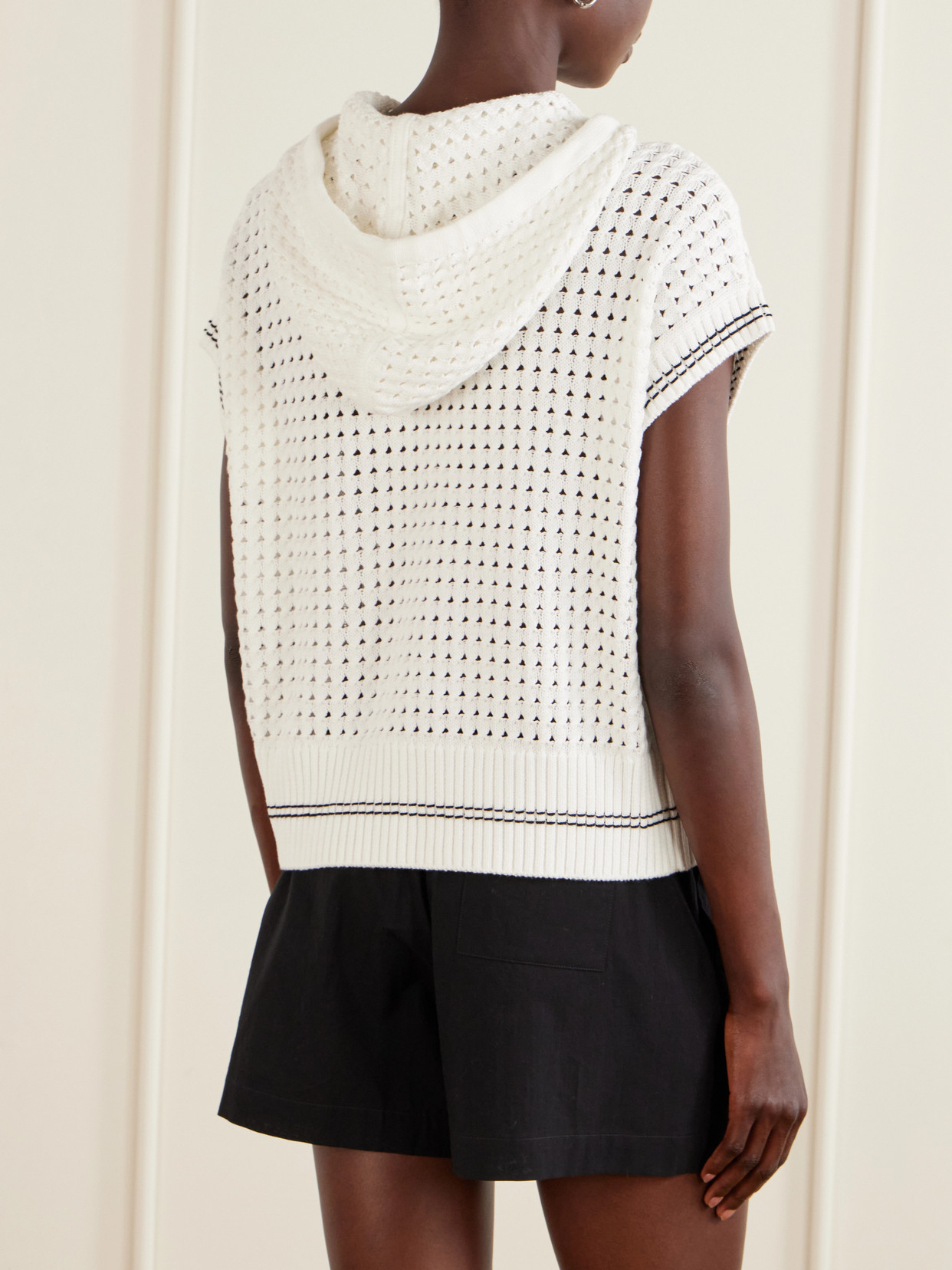 Vittoria Hooded Open-Knit Cotton Sweater
