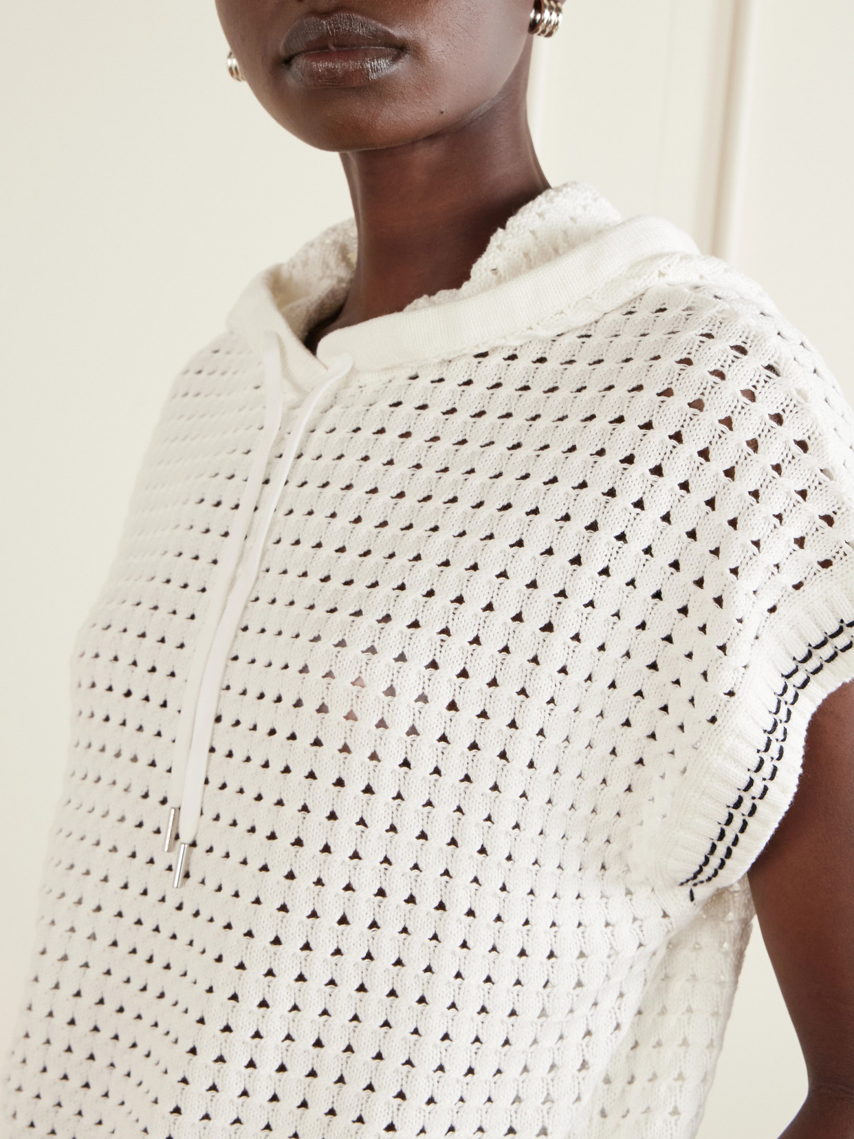 Vittoria Hooded Open-Knit Cotton Sweater