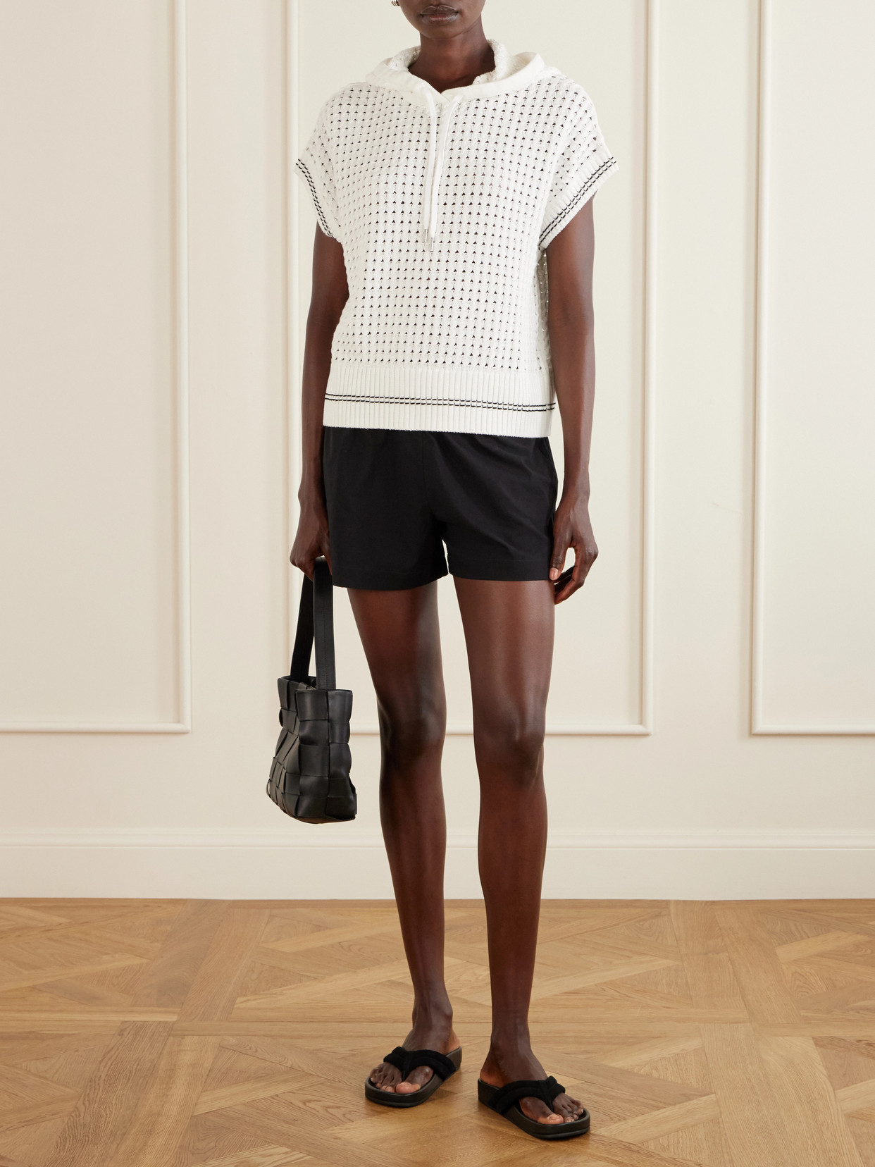 Vittoria Hooded Open-Knit Cotton Sweater