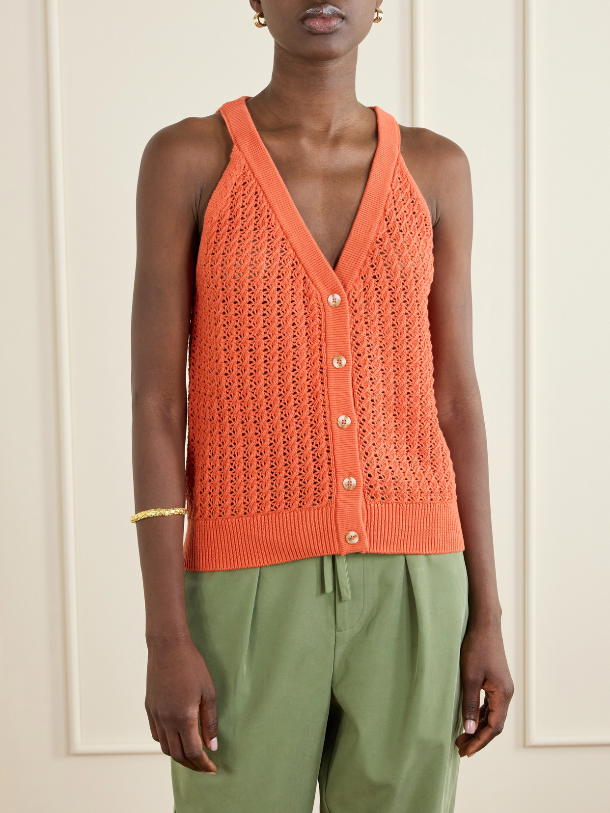 Alessia Crochet-Knit Cotton Top
