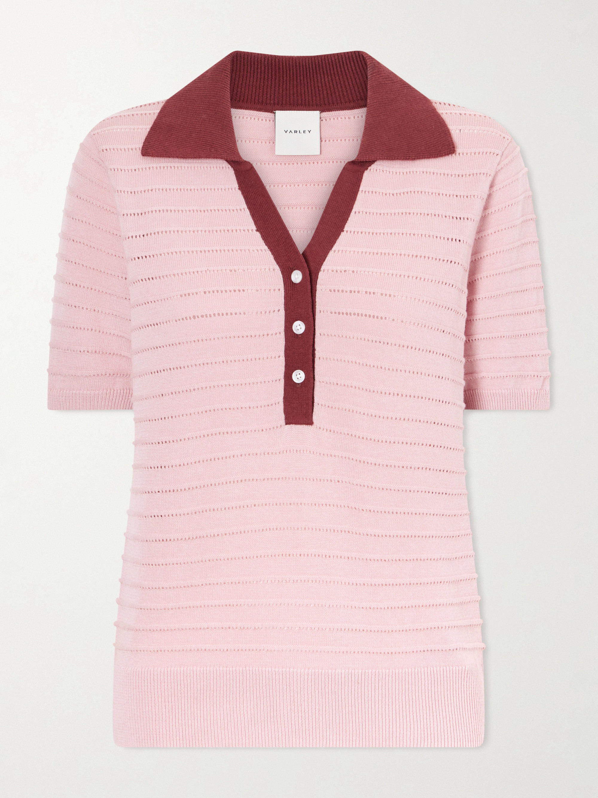 Varley Wren cotton-blend knitted polo sweater