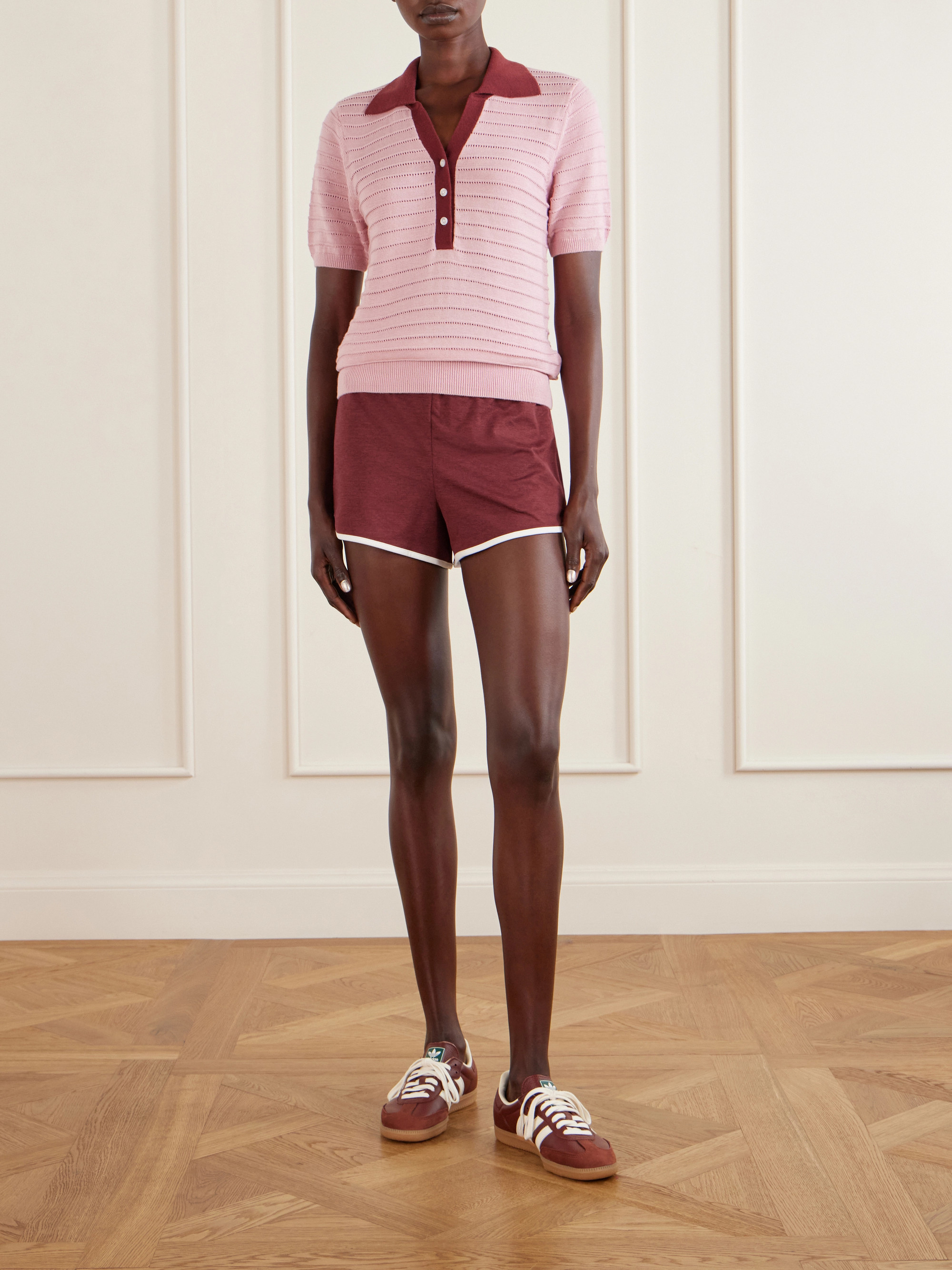 Varley Wren cotton-blend knitted polo sweater