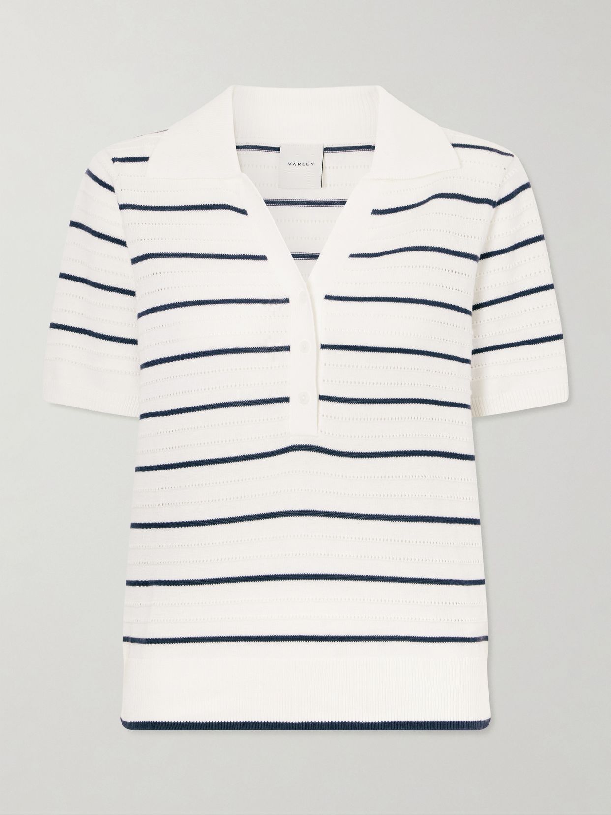 wren striped cotton blend knitted polo shirt