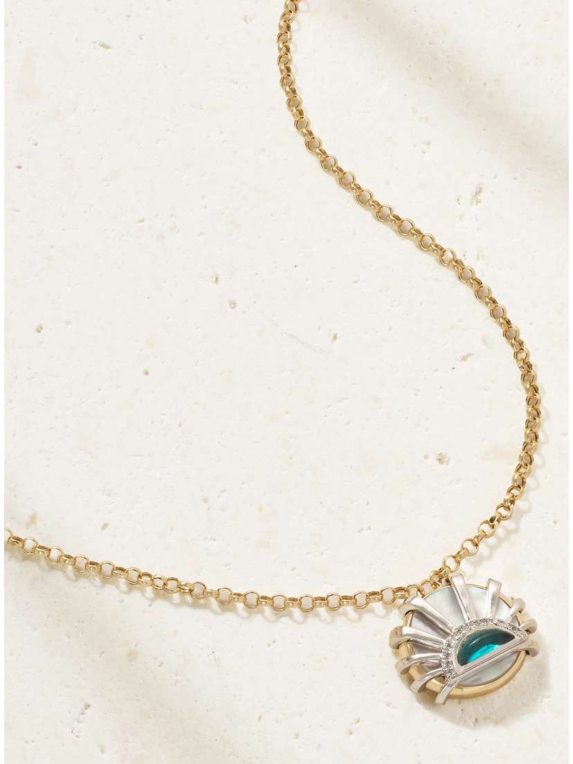 L’Atelier Nawbar Sun Down 18-karat Gold Multistone Necklace
