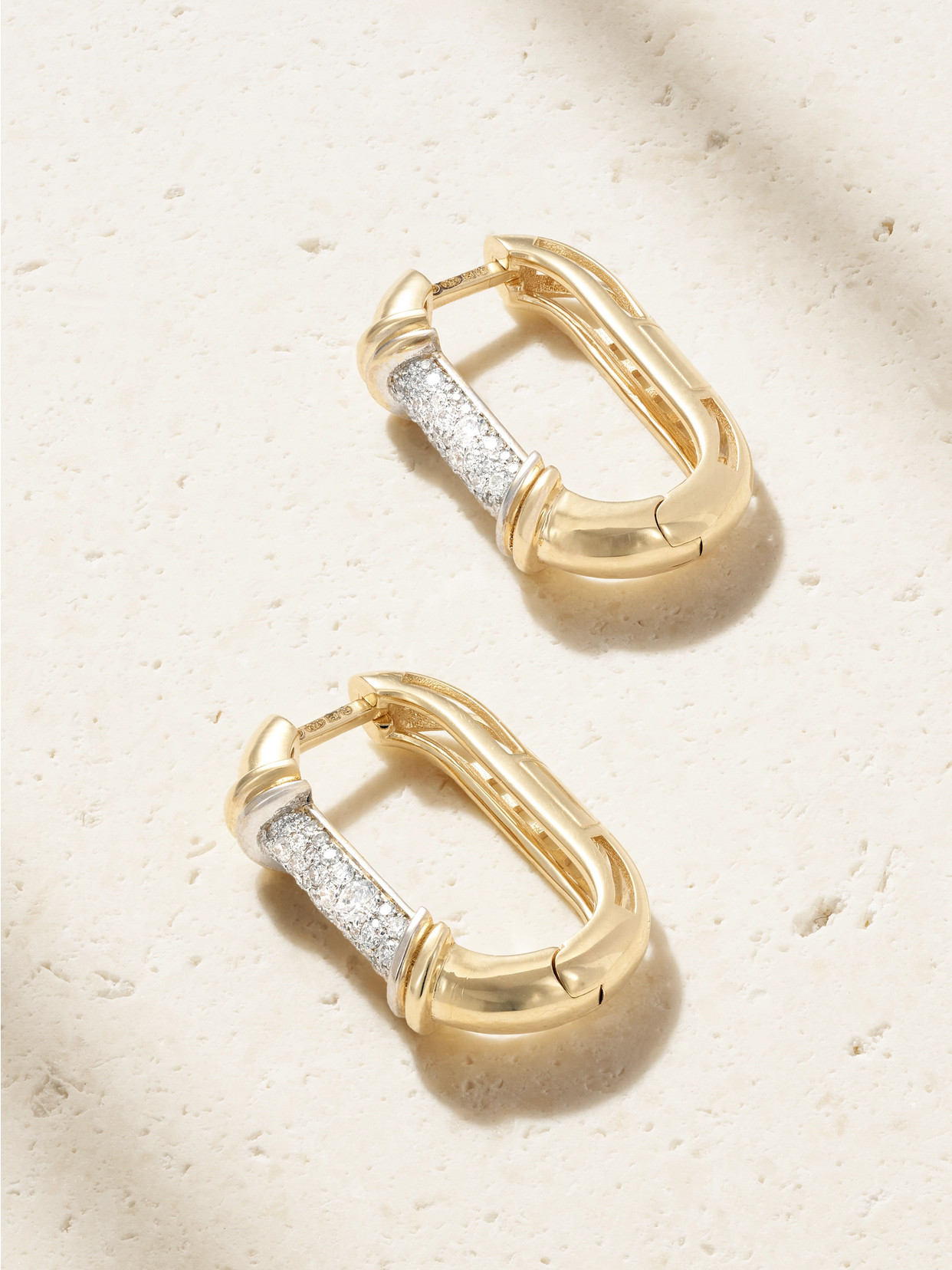 L'atelier Nawbar Lock Size 2 18-karat Gold Diamond Hoop Earrings