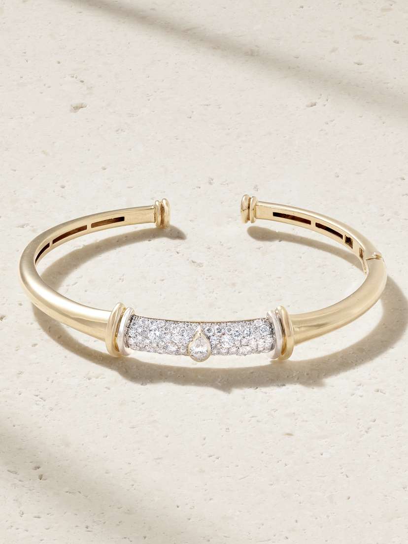 L’Atelier Nawbar Warrior 18-karat White And Yellow Gold Diamond Bangle