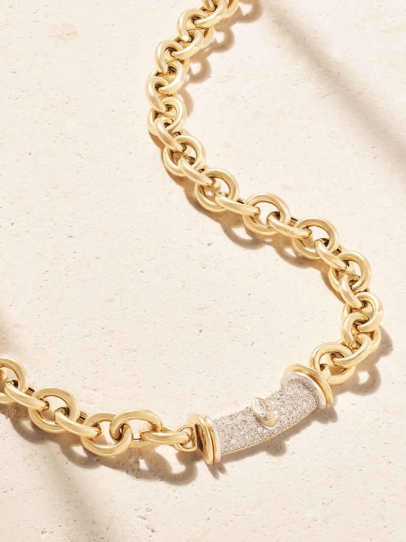 L’Atelier Nawbar Warrior Princess 18-karat Gold Diamond Necklace