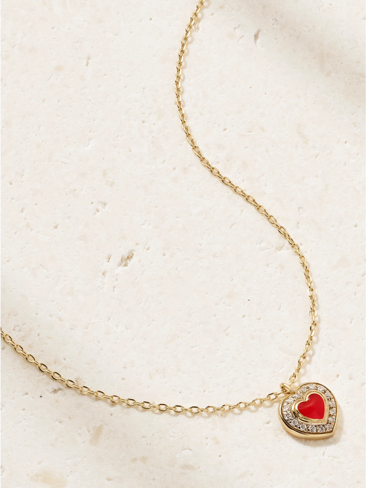 L'atelier Nawbar Mini Mimmette Heart 18-karat Gold, Agate And Diamond Necklace