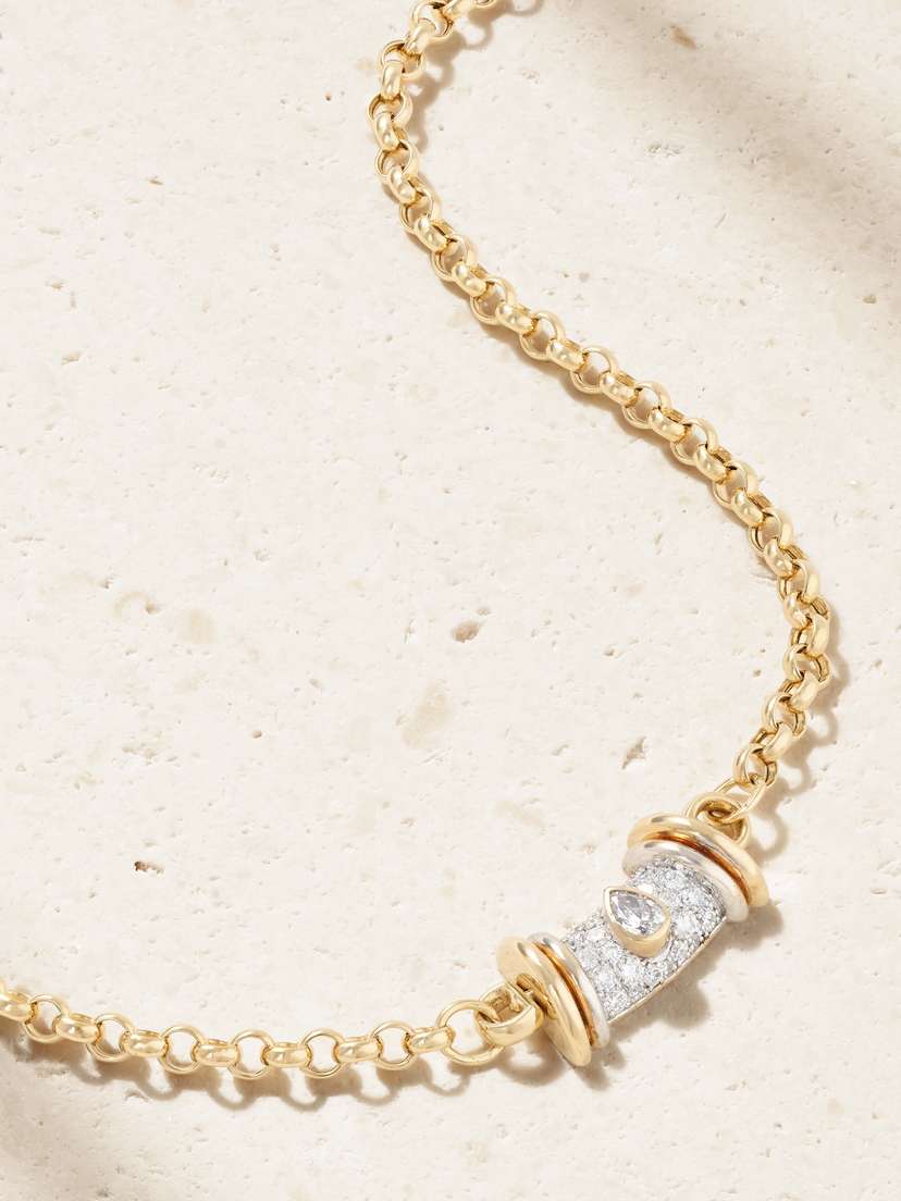 L’Atelier Nawbar Warrior Princess Small 18-karat Gold Diamond Necklace