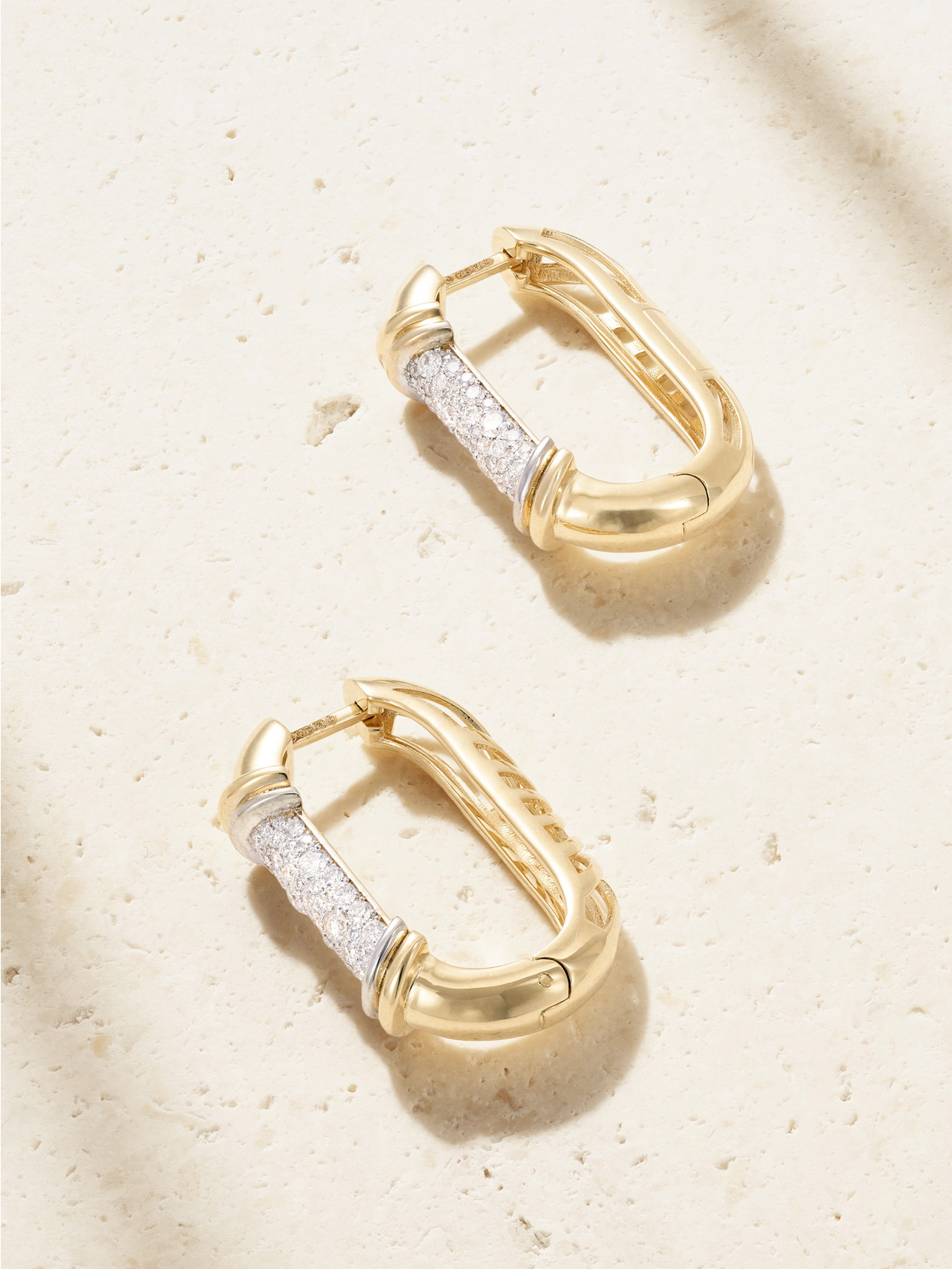 L'atelier Nawbar Lock Size 3 18-karat Gold Diamond Hoop Earrings