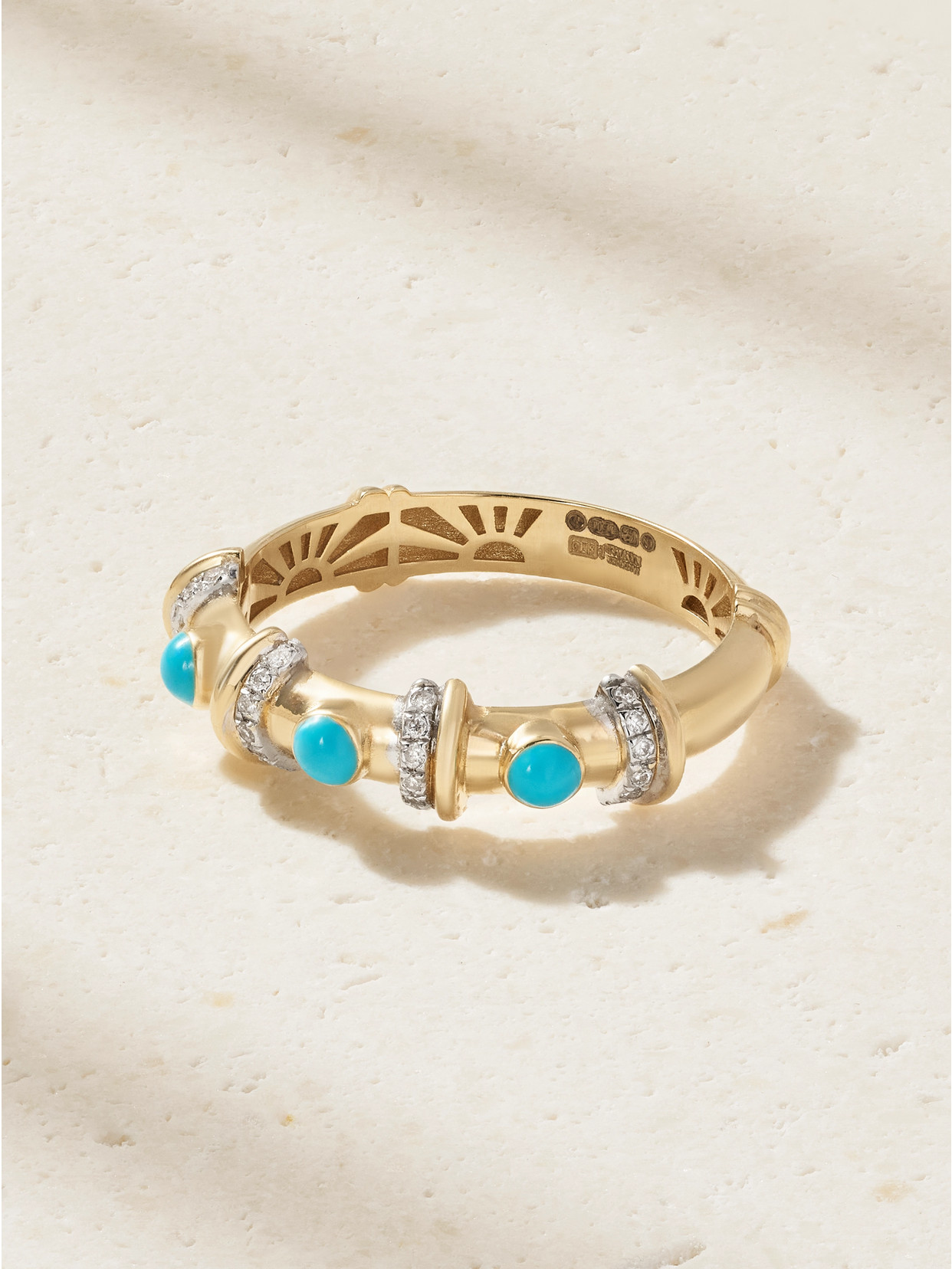 L'atelier Nawbar Milky Way 18-karat Gold, Turquoise And Diamond Ring In Green