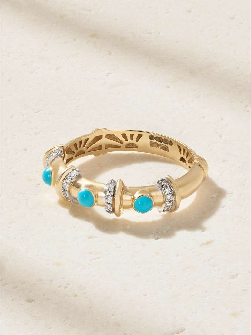 L’Atelier Nawbar Milky Way 18-karat Gold, Turquoise And Diamond Ring