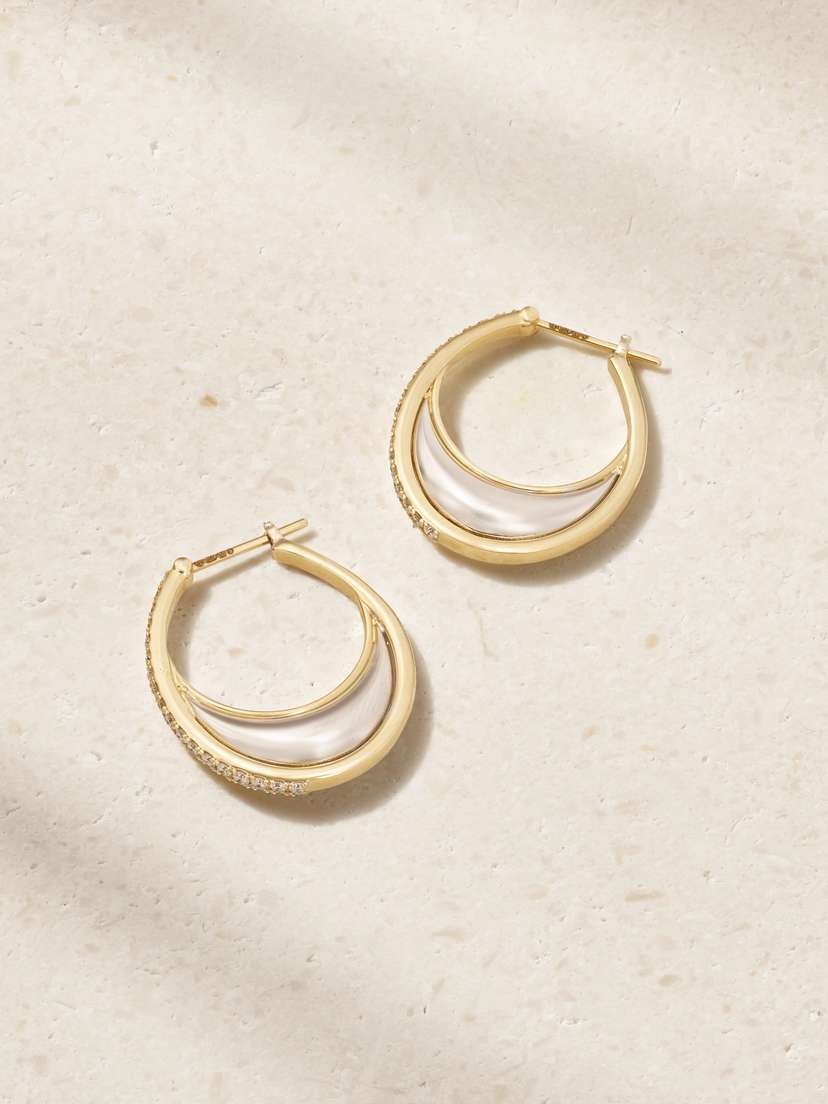 L’Atelier Nawbar Bloop 18-karat Gold Diamond Hoop Earrings