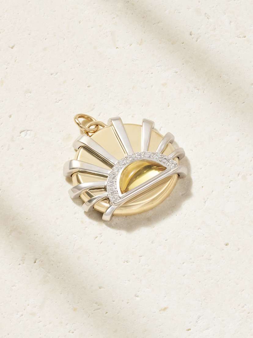 L’Atelier Nawbar Sun Dawn 18-karat Gold, Citrine And Diamond Necklace