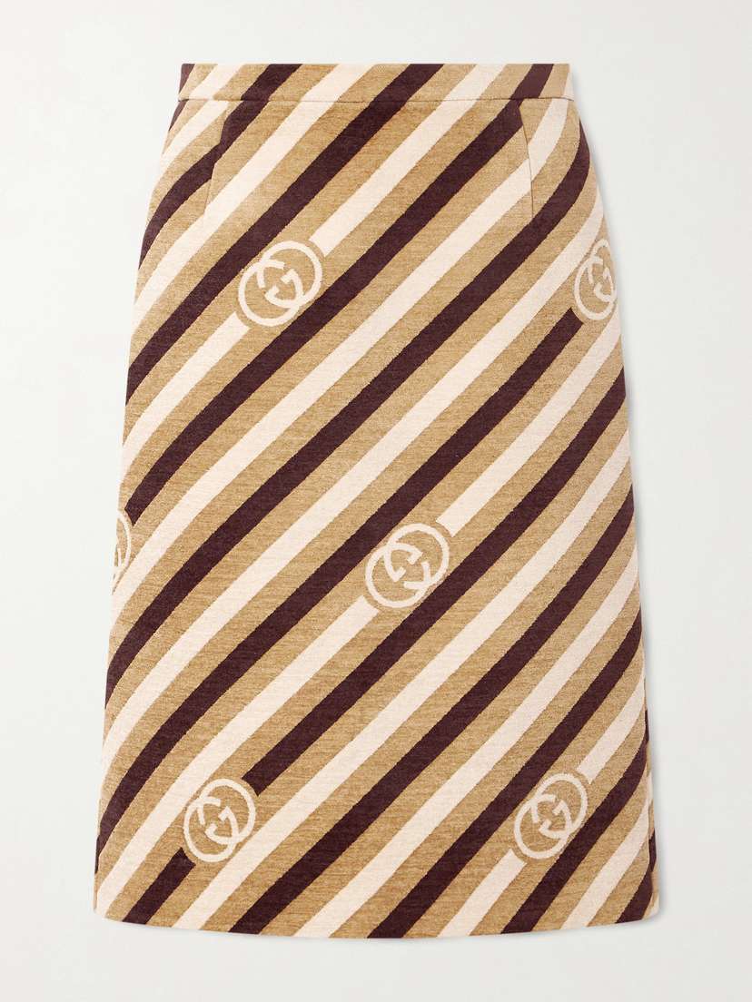 Gucci Striped Jacquard-knit Chenille Midi Skirt